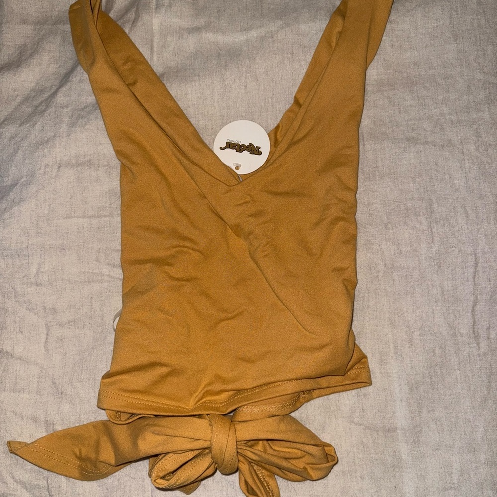Mustard Yellow Wrap Top